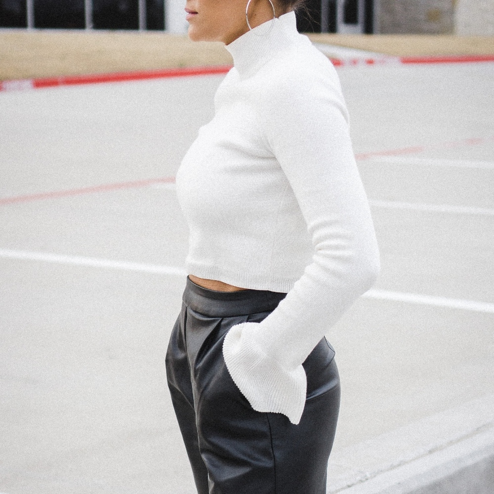 Wild Honey Mock Neck with Bell Sleeve Sweater